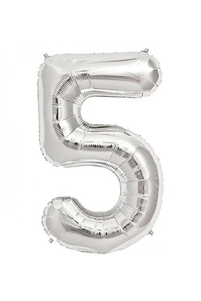 Pazariz Fırsat Ayı Balon 5 Rakamı Gümüş 100 Cm Folyo Balon ürün görseli