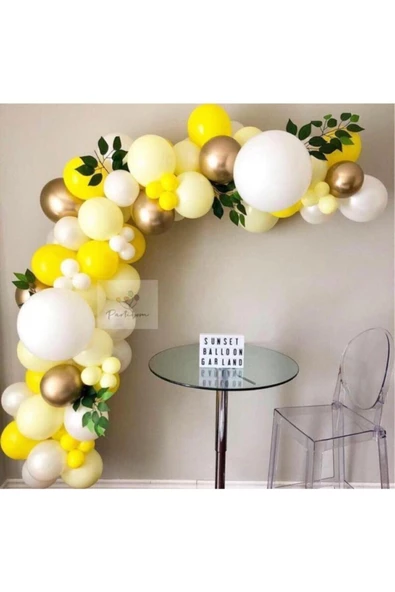 Pazariz Krom Gold Pastel Beyaz Pastel Sarı Metalik Sarı Renklerde Balon Zincir ürün görseli