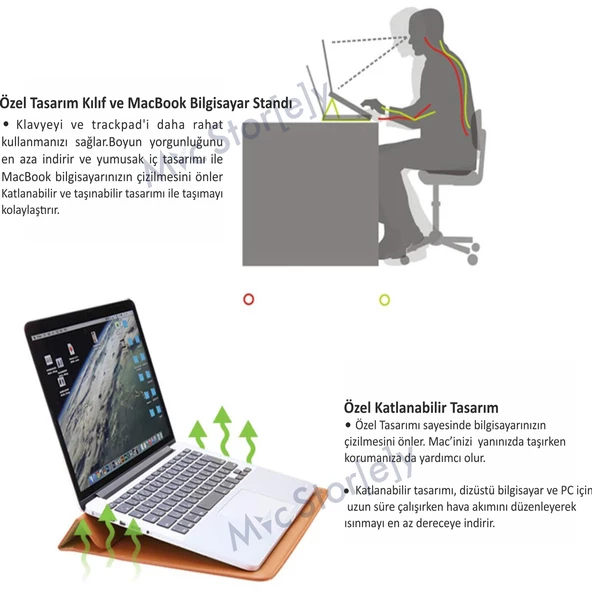 Laptop Çantası Deri El Çantası Bilgisayar Çantası 15 inç Macbook Çantası Notebook Kese Kılıfı Su Geçirmez - 9