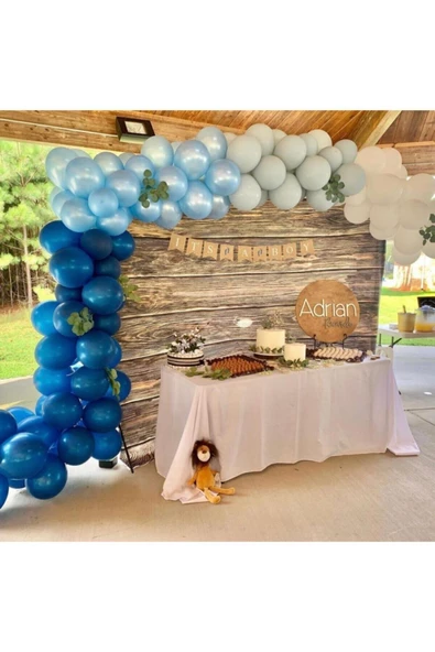 Pazariz Metalik Lacivert Açık Mavi Pastel Gri Beyaz Balon Zinciri 100 Adet ürün görseli