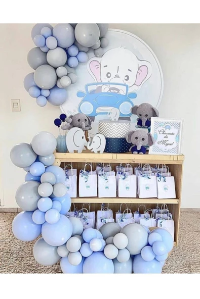 Pazariz Gri Mavi Pastel Balon Zincir ürün görseli