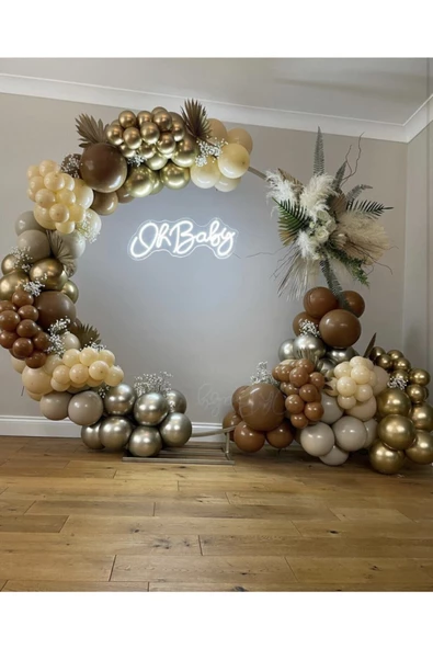 Pazariz Krom Beyaz Altın Karamel Sütlü Kahve Ve Taş Balon Zinciri 100 Adet