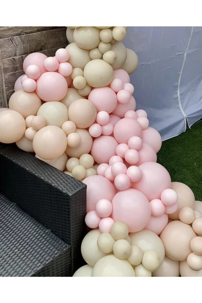 Pazariz Makaron Pembe Sütlü Kahve Ve Somon Balon Zinciri 100 Adet