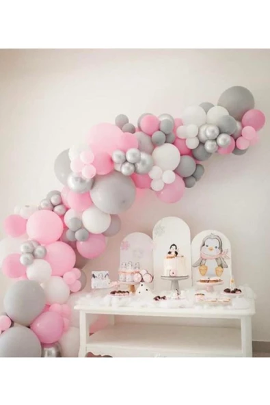 Pazariz Pembe Gri Beyaz Balon Zincir