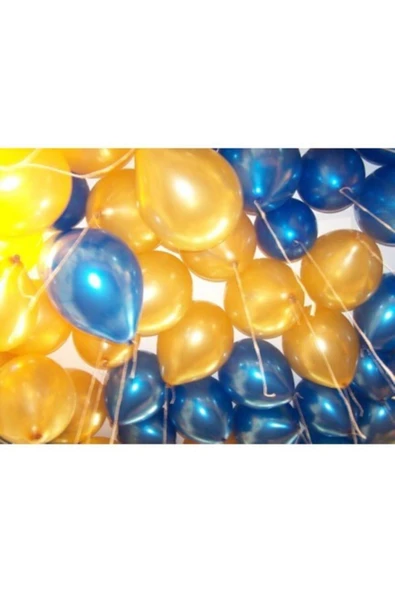 Pazariz 100 Adet Mavi Gold Balon Ve 5 Metre Balon Zinciri