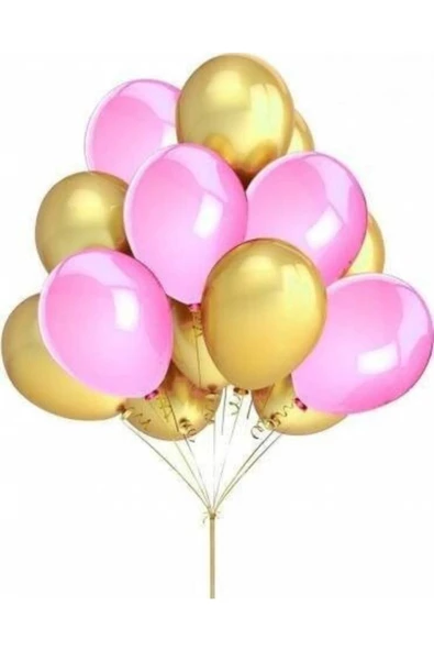 Pazariz Balon Metalik Sedefli 100 Adet Kaliteli Balon 50 Pembe 50 Altın