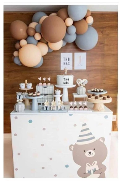 Pazariz Pastel Balon Zincir Kahverengi Gri Somon 100 Adet