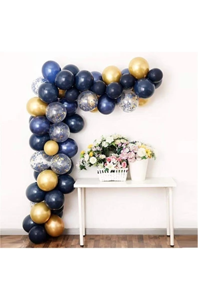 Pazariz Lacivert Gold Balon Zinciri Seti 5 Metre 125 Adet Balon ürün görseli