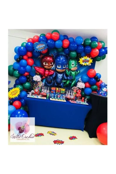 Pazariz 100 Adet Pj Maskeliler Temalı Balon Ve 5 Metre Balon Zinciri