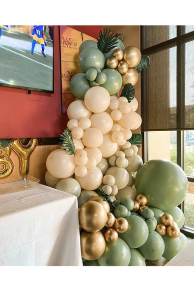 Pazariz Krom Gold Küf Yeşili Sütlü Kahve Ve Deniz Kumu Balon Zinciri 100 Adet