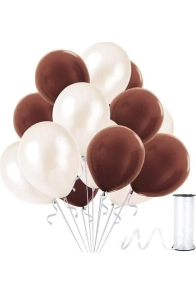 Pazariz Kahverengi-beyaz Metalik Sedefli Balon 30 Adet ürün görseli