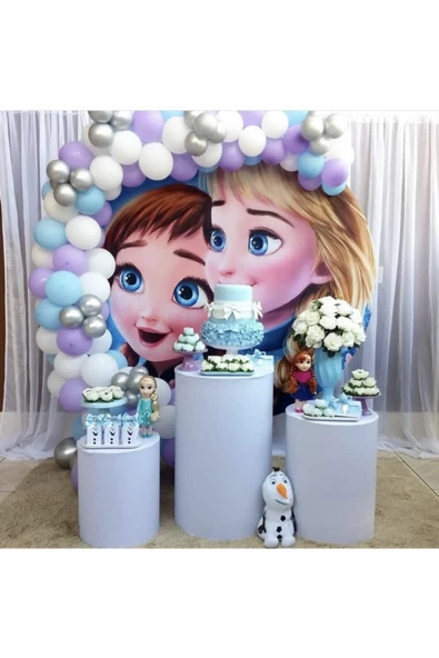 Pazariz Krom Gümüş Pastel Lila Beyaz Ve Mavi Balon Zinciri 100 Adet