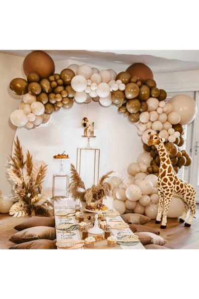 Pazariz Pastel Kahverengi Ve Ten Rengi Balon Zinciri 100 Adet ürün görseli