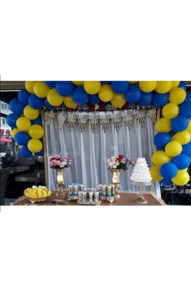 Pazariz Sarı Lacivert 100 Adet Balon + Balon Zinciri ürün görseli