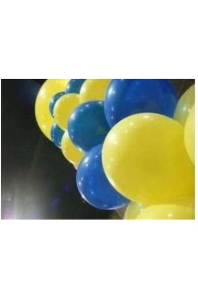 Pazariz 100 Adet Metalik Sedefli Sarı Lacivert Karışık Balon