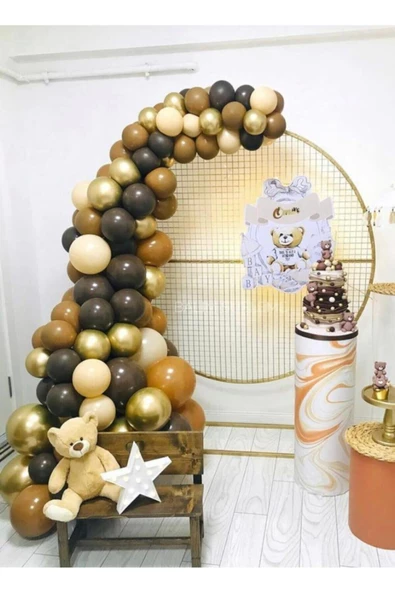 Pazariz 105 Adet Karamel Kahve Çikolata Kahve Somon Krom Gold Balon Balon Zincir