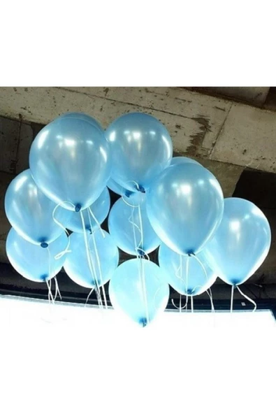 Pazariz 20 Adet Metalik Sedefli Açık Mavi Balon Doğum Günü Helyumla Uçan