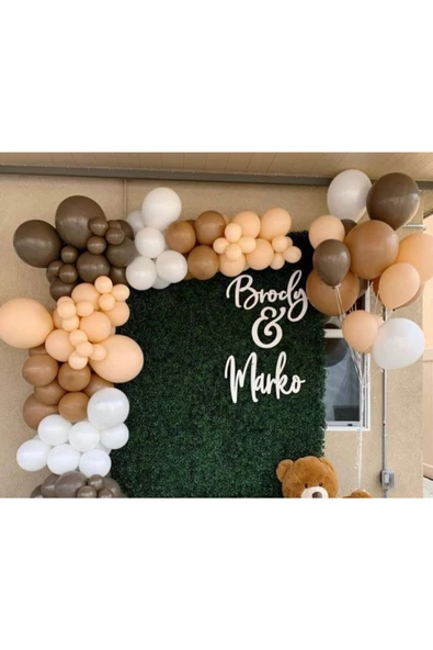 Pazariz Pastel Çikolata Kahve Karamel Beyaz Ve Somon Balon Zinciri 100 Adet