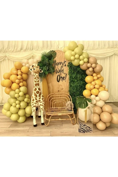 Pazariz Retro Zerdeçal Zeytin Çöl Kumu Ve Sütlü Kahve Balon Zinciri 100 Adet