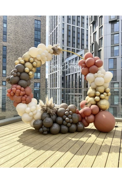 Pazariz Krom Gold Yanık Turuncu Kahverengi Ve Sütlü Kahve Balon Zinciri 100 Adet ürün görseli