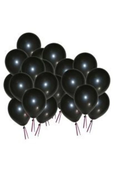 Pazariz 12 Inç Standart Boy Metalik Balon 50 Adet Siyah