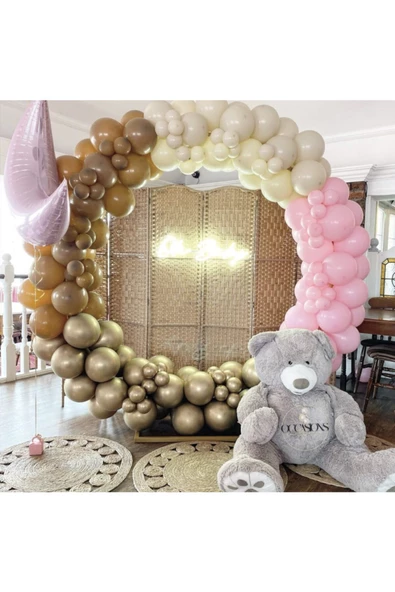 Pazariz Krom Gold Makaron Pembe Deniz Kumu Ve Karamel Balon Zinciri 100 Adet