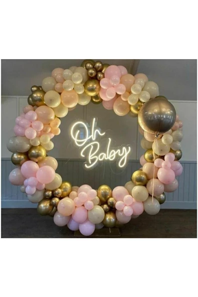 Pazariz Krom Gold Makaron Pembe Ve Sütlü Kahve Balon Zinciri 100 Adet