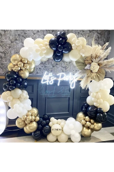 Pazariz Krom Gold Gece Mavisi Sütlü Kahve Ve Beyaz Balon Zinciri 100 Adet