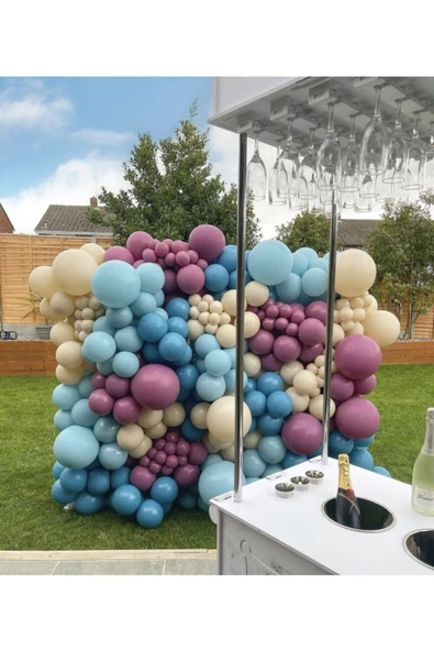 Pazariz Pastel Sütlü Kahve Yaban Çileği Fırtına Mavisi Derin Okyanus Rengi Balon Zinciri 100 Adet