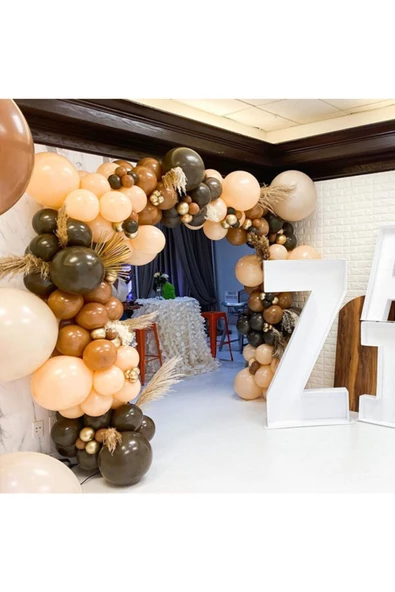 Pazariz Pastel Kahverengi Karamel Ve Somon Balon Zinciri 100 Adet ürün görseli