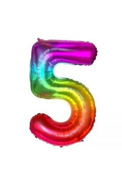 Pazariz 34'' 80 Cm Gökkuşağı Folyo Rakam Balon 5 ürün görseli