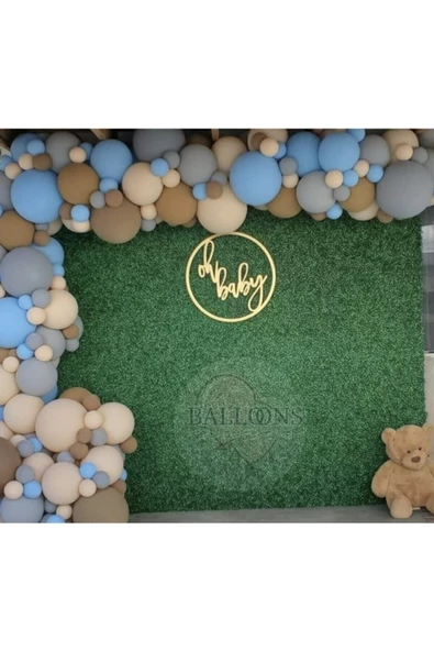 Pazariz Pastel Karamel Sütlü Kahve Ve Makaron Mavi Balon Zinciri 100 Adet