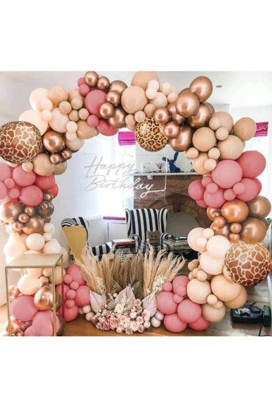 Pazariz Krom Bronz Toz Pembe Çöl Kumu Ve Sütlü Kahve Balon Zinciri 100 Adet