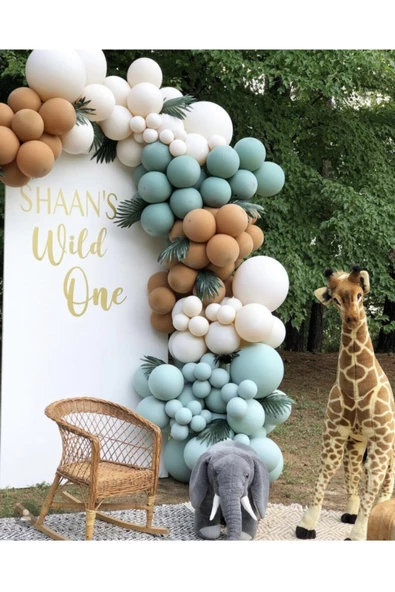 Pazariz Küf Yeşili Kış Yeşili Karamel Ve Ten Rengi Balon Zinciri 100 Adet ürün görseli