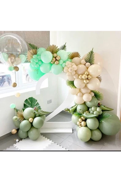 Pazariz Krom Gold Küf Yeşili Ten Rengi Ve Mint Balon Zinciri 100 Adet ürün görseli