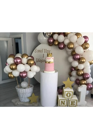 Pazariz Krom Pembe Krom Gold Pastel Beyaz Balon Zincir