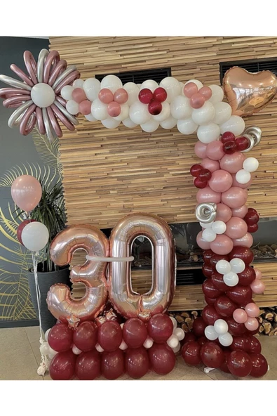 Pazariz Toz Pembe Mürdüm Ve Beyaz Balon Zinciri 100 Adet ürün görseli