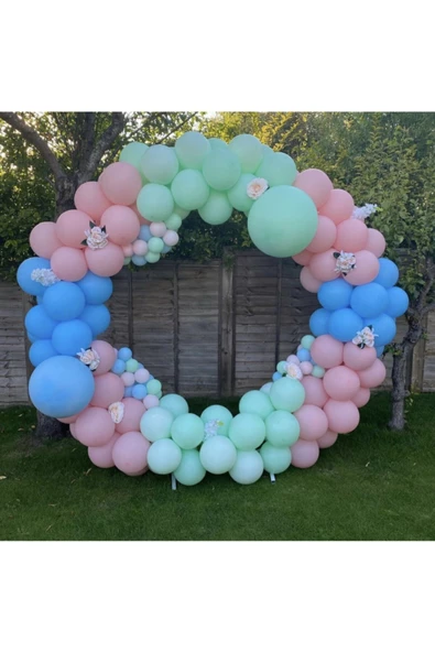 Pazariz Makaron Pembe Mavi Mint Yeşili Balon Zinciri 100 Adet