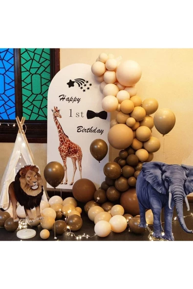 Pazariz Pastel Kahverengi Karamel Ve Sütlü Kahve Balon Zinciri 100 Adet