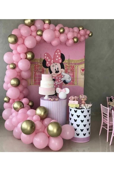Pazariz Krom Gold Pastel Pembe Balon Zinciri