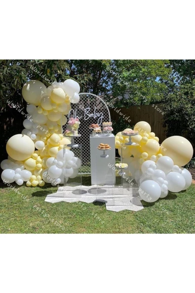 Pazariz Makaron Sarı Ve Beyaz Balon Zinciri 100 Adet