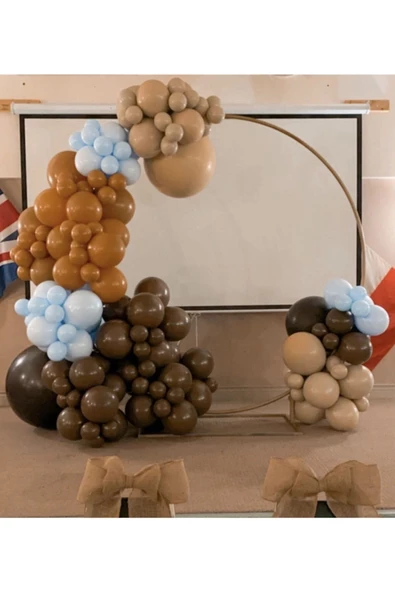 Pazariz Makaron Mavi Kahverengi Karamel Ve Sütlü Kahve Balon Zinciri 100 Adet