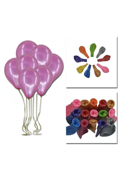 Pazariz 100lü Lateks Pastel Balon Fuşya 12inç - Resim 3