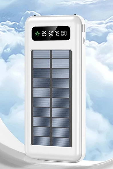 Pazariz 20000 Mah Powerbank Göstergeli Powerbank Solar Powerbank Güneş Enerjili Fenerli 4 Çıkışlı - 3