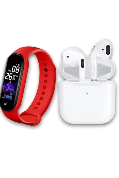 Pazariz M4 Akıllı Bileklik Renkli Ekran Ve Pro 5 Mini Bluetooth Kulaklık Ios Ve Android Uyumlu Set P
