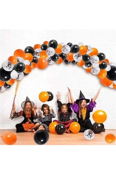 Pazariz Siyah Turuncu Zincir Balon Seti ürün görseli