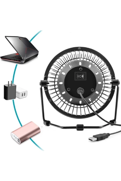 Pazariz Usb Fan Usb Vantilatör Usb Mini Fan Masaüstü Taşınabilir Metal Pervane Mini Vantilatör - Resim 3