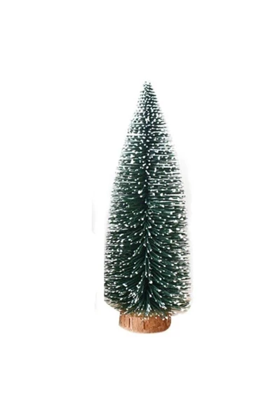 Pazariz Üzeri Karlı Yılbaşı Masa Süsü Iğne Yapraklı Çam Ağacı 25 Cm ürün görseli