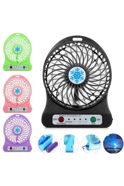 Pazariz Masaüstü Pili Fan Vantilatör Kademeli Usb Girişli Mor ürün görseli 1