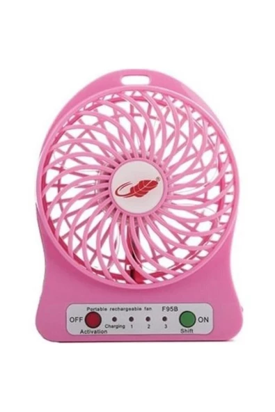 Pazariz Masaüstü Şarjlı Fan Vantilatör Usb Girişli Pembe
